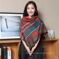 2017 autumn winter square warm fake cashmere scarf turkish jacquard pashmina shawl with tassel